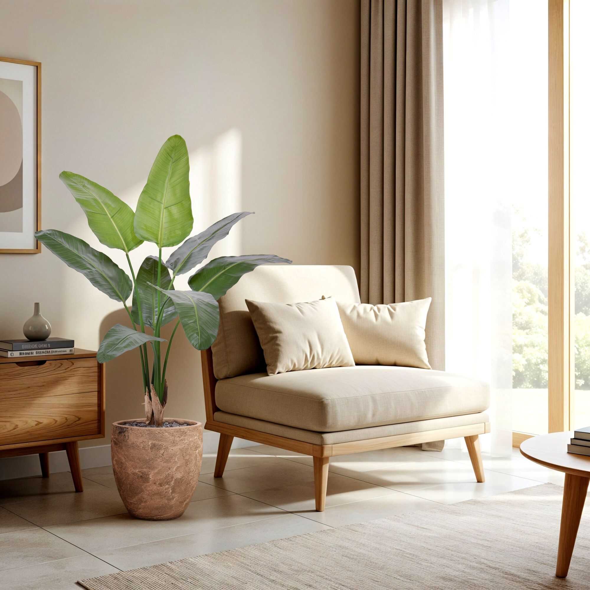 Strelitzia Nicolai deluxe Kunstpalm 125cm in pot - 8721264103062