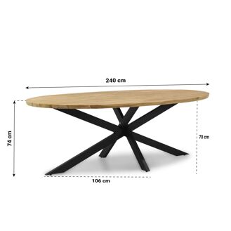 Prado dining table ellips 240 X 115 cm. Natural teak top - 8720087009209