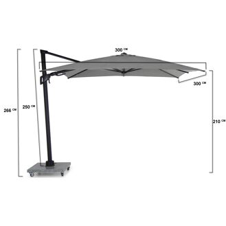 Santika Belize Deluxe parasol 300 cm x 300 cm antraciet frame/ mid grey - 7423635344364