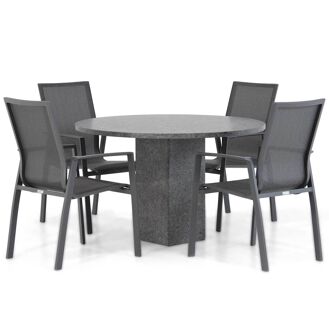 Lifestyle Ultimate/Graniet 120 cm rond dining tuinset 5-delig - 7434220426495